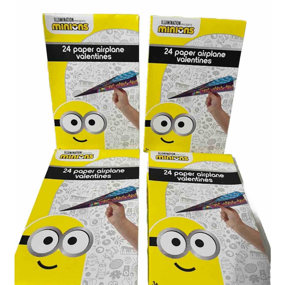 Illumination Minions 96 Paper Airplane Valentines 4 Boxes New Kids